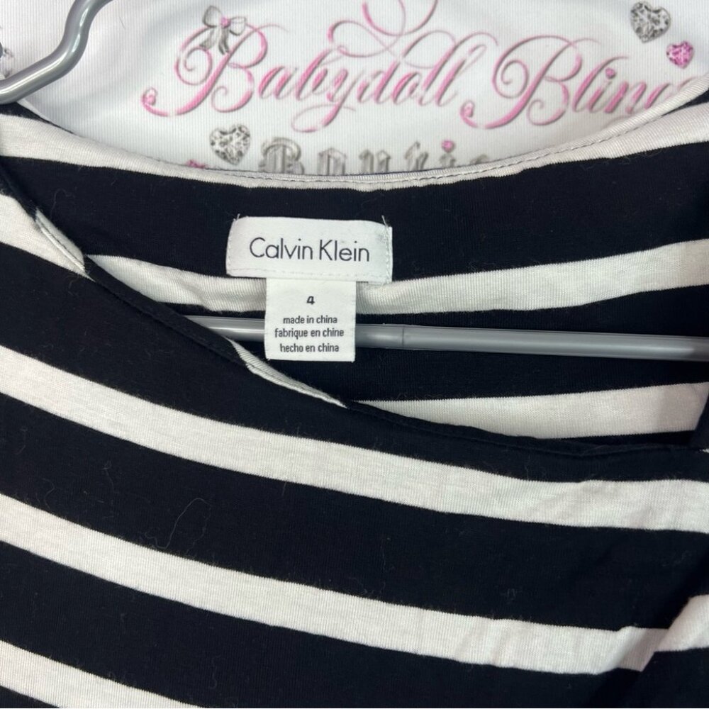Calvin Klein dress stripes black white Monochrome Striped dress bodycon - Picture 5 of 8